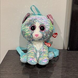 Ty Sparkling Sequin Cat Plush Backpack